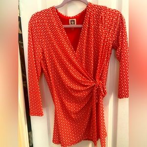 Redish orange Anne Klein wrap top.